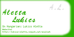 aletta lukics business card